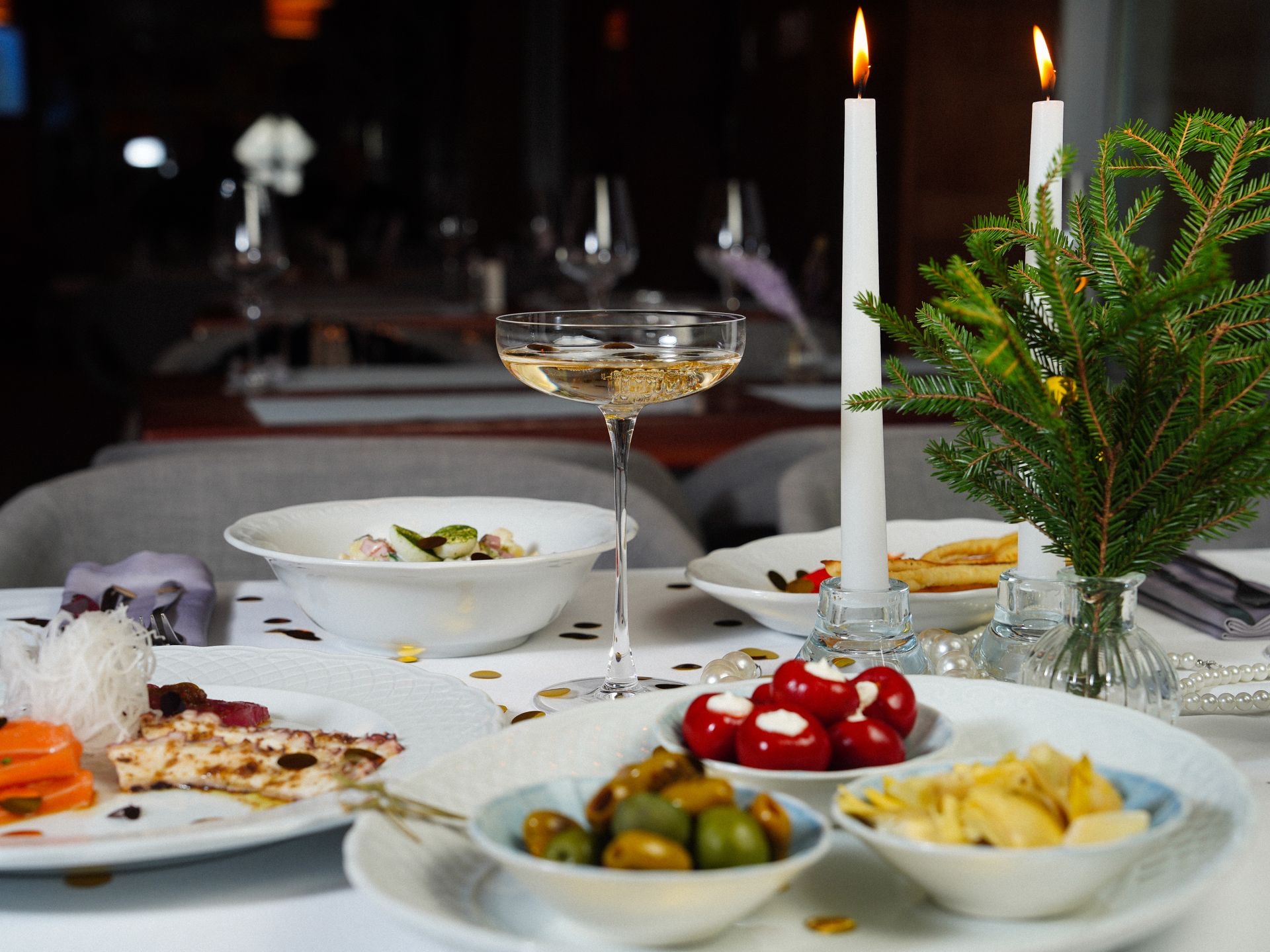 Romantic candlelit table setting